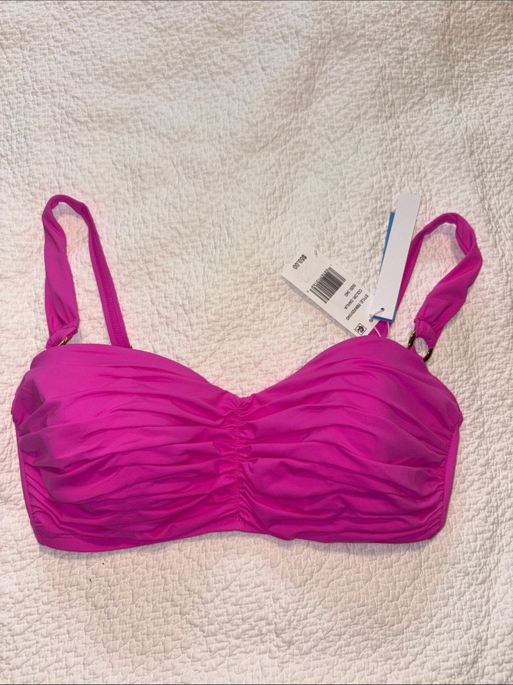 Bleu Rod Beattie Ruched Bandeau Swim Top - Fuchsia size 34D New with tags.